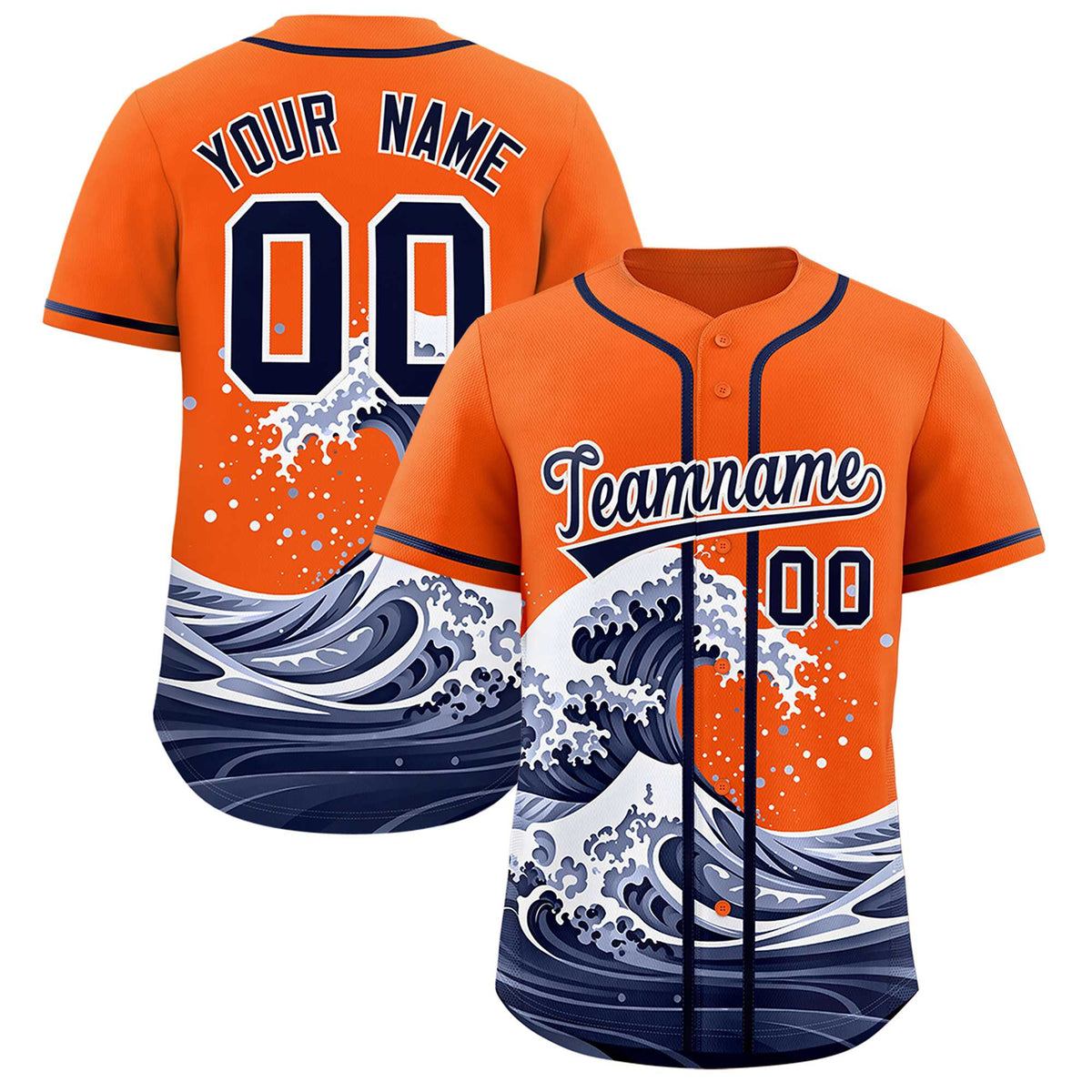 Custom Orange Wave Graffiti Pattern Authentic Baseball Jersey| KXKSHOP