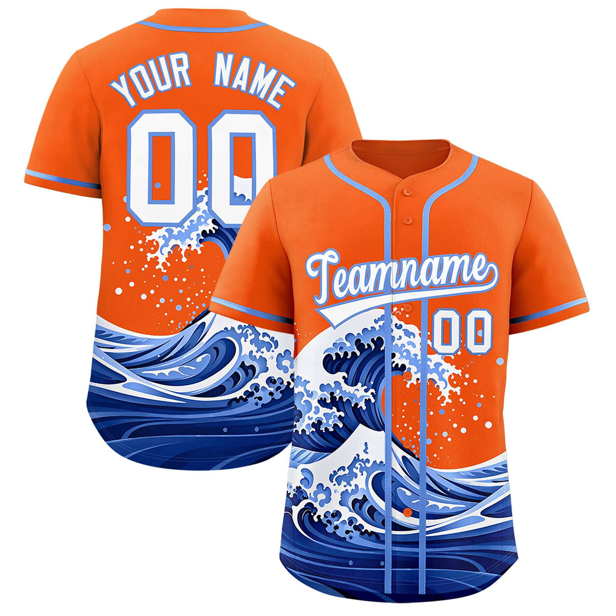 Custom Orange Wave Graffiti Pattern Authentic Baseball Jersey| KXKSHOP