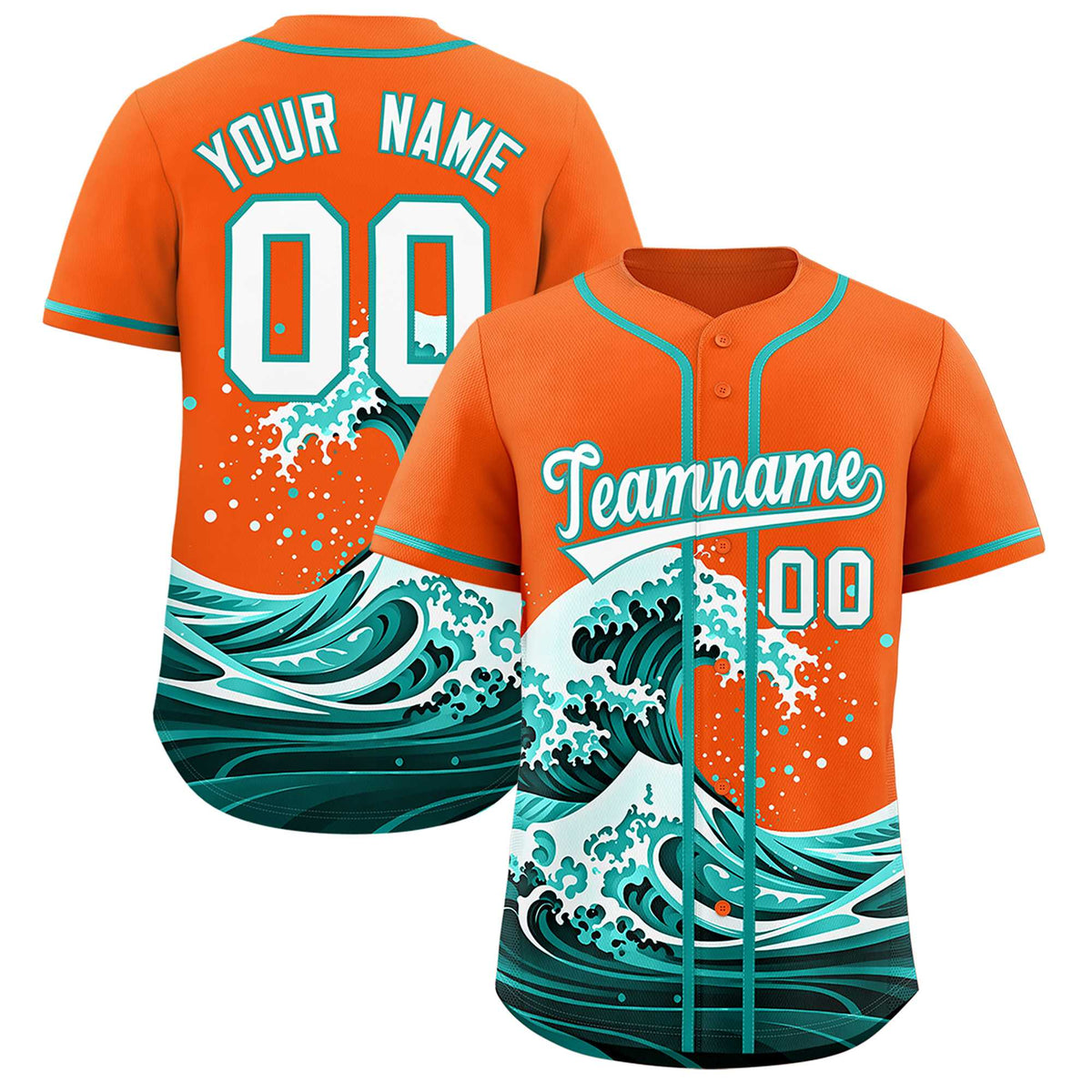 Custom Orange Wave Graffiti Pattern Authentic Baseball Jersey| KXKSHOP