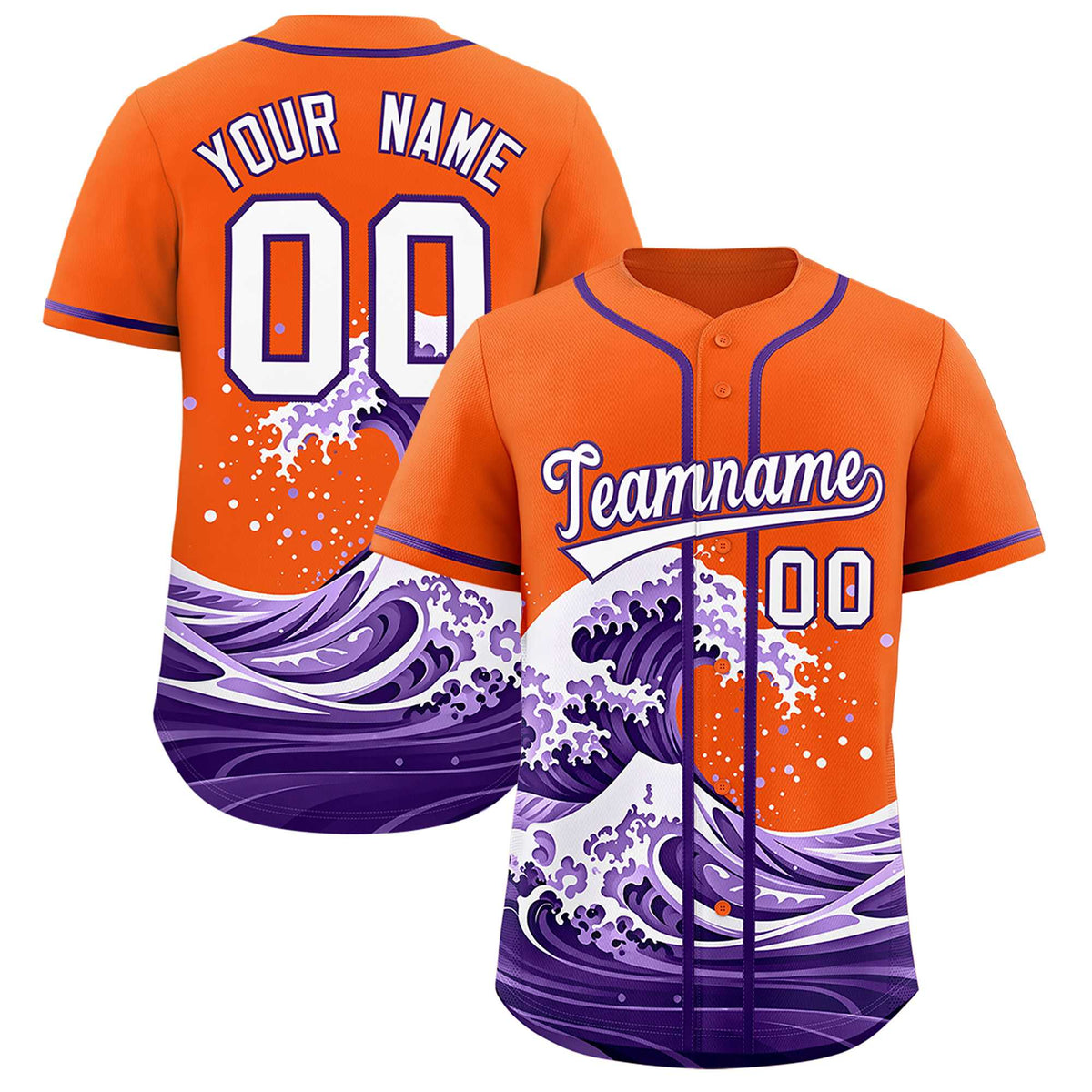 Custom Orange Wave Graffiti Pattern Authentic Baseball Jersey| KXKSHOP