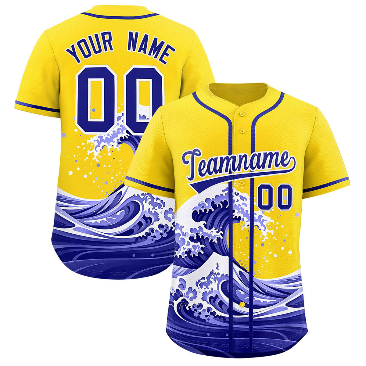 Custom Gold Wave Graffiti Pattern Authentic Baseball Jersey| KXKSHOP