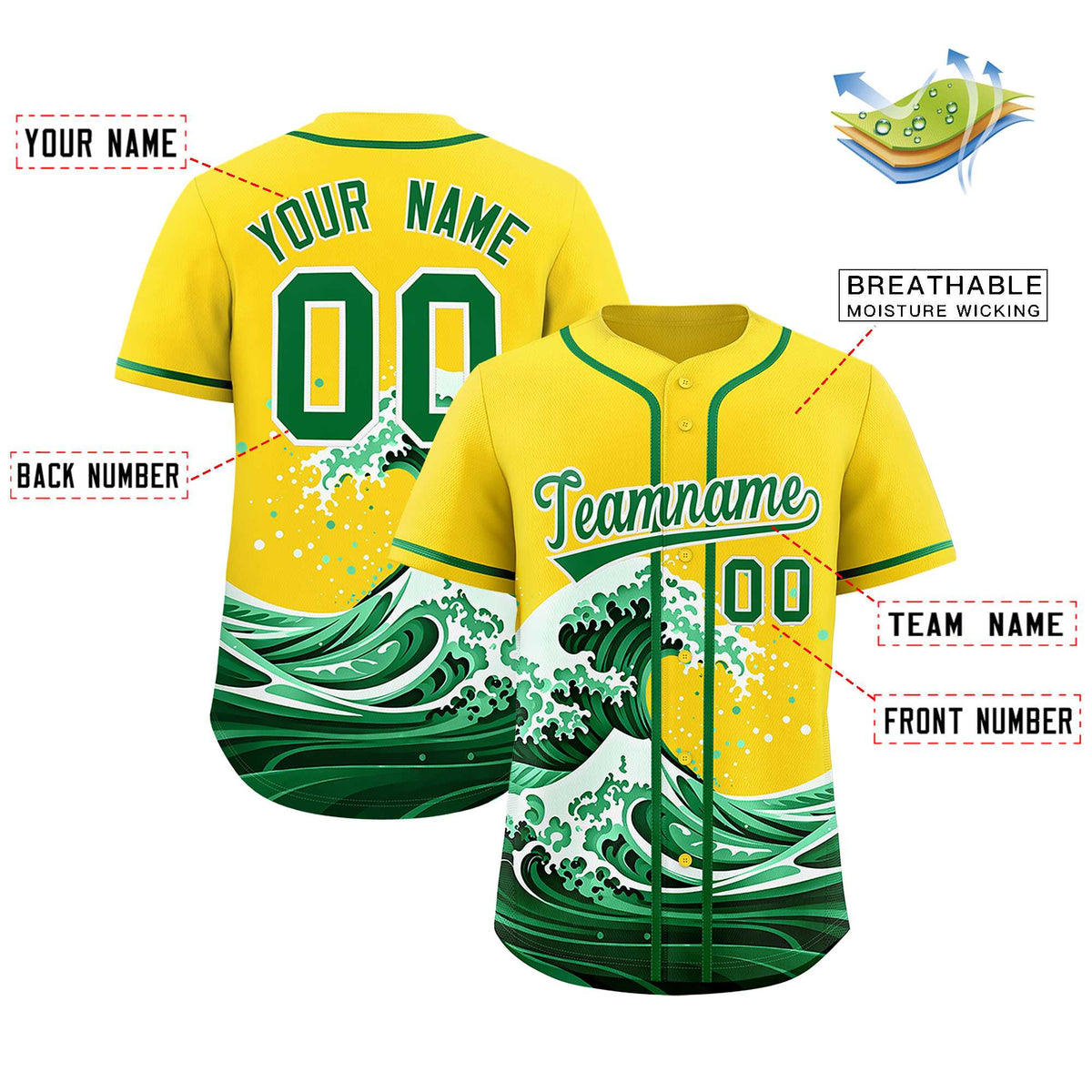 Custom Gold Wave Graffiti Pattern Authentic Baseball Jersey| KXKSHOP