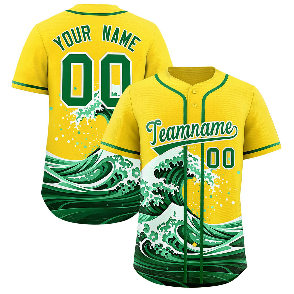 Custom Gold Wave Graffiti Pattern Authentic Baseball Jersey| KXKSHOP