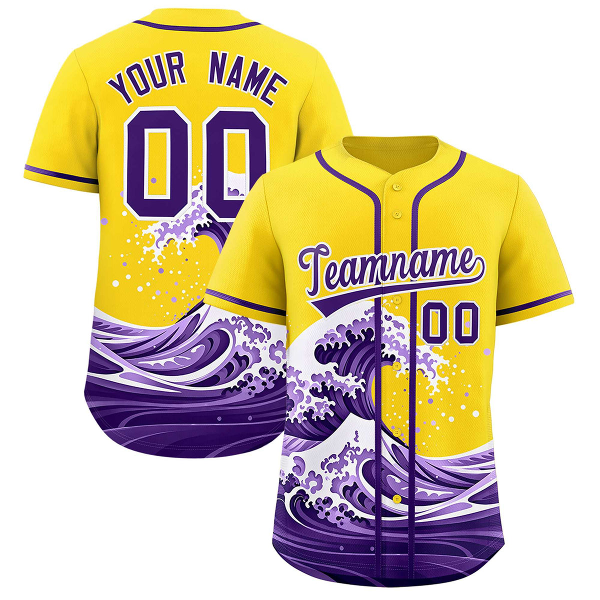 Custom Gold Wave Graffiti Pattern Authentic Baseball Jersey| KXKSHOP