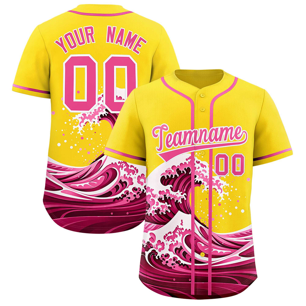 Custom Gold Wave Graffiti Pattern Authentic Baseball Jersey| KXKSHOP
