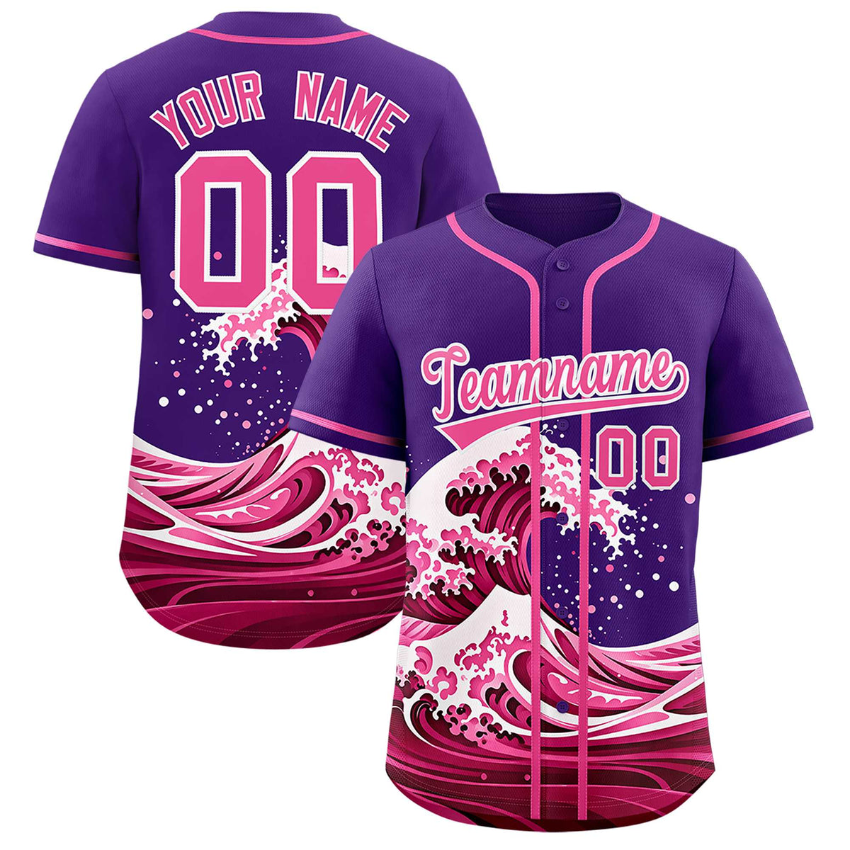 Custom Purple Wave Graffiti Pattern Authentic Baseball Jersey| KXKSHOP