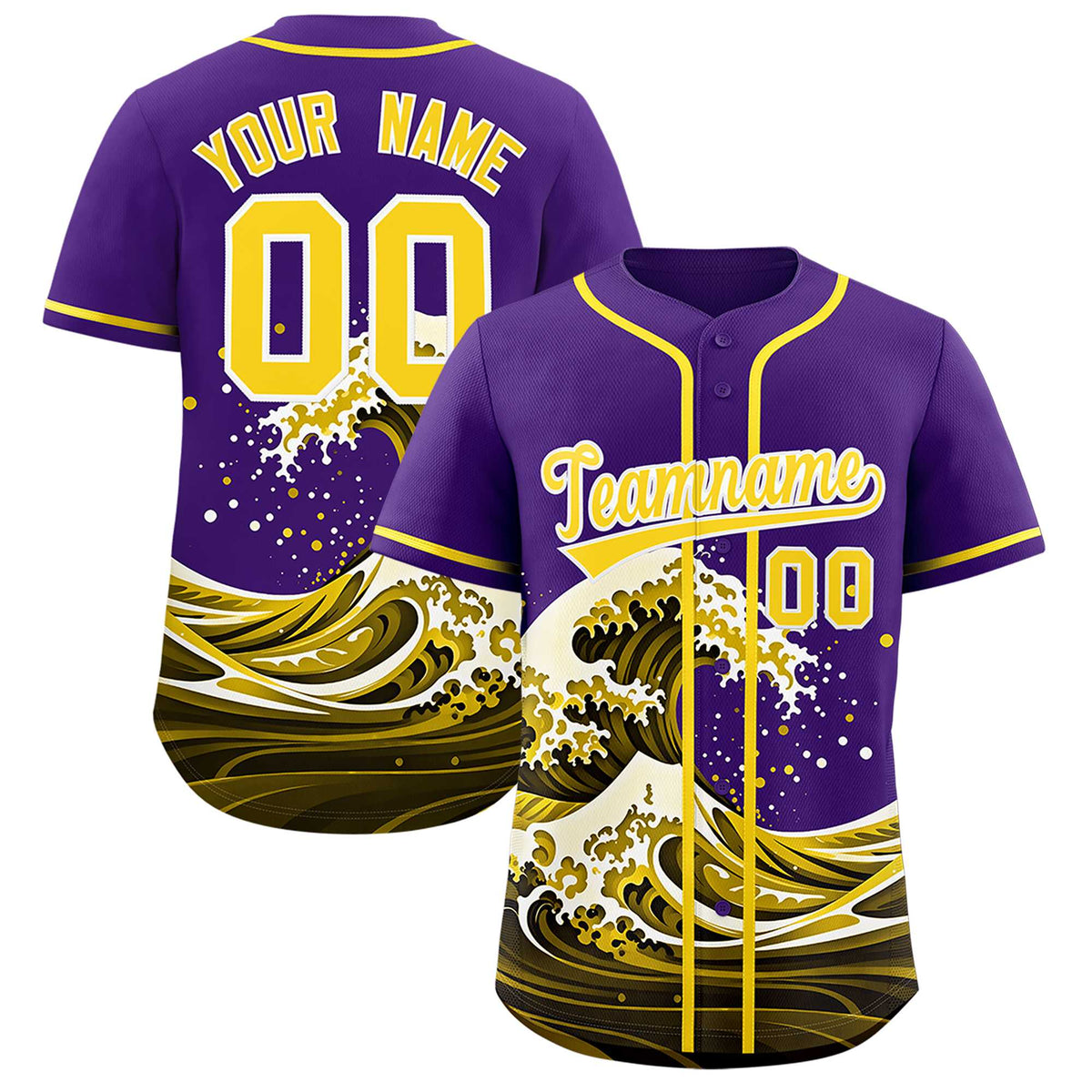 Custom Purple Wave Graffiti Pattern Authentic Baseball Jersey| KXKSHOP
