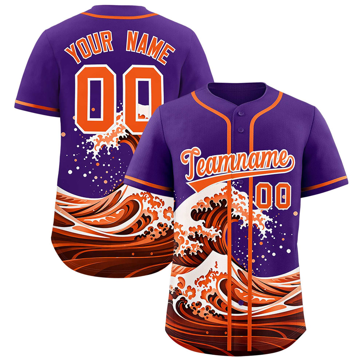 Custom Purple Wave Graffiti Pattern Authentic Baseball Jersey| KXKSHOP