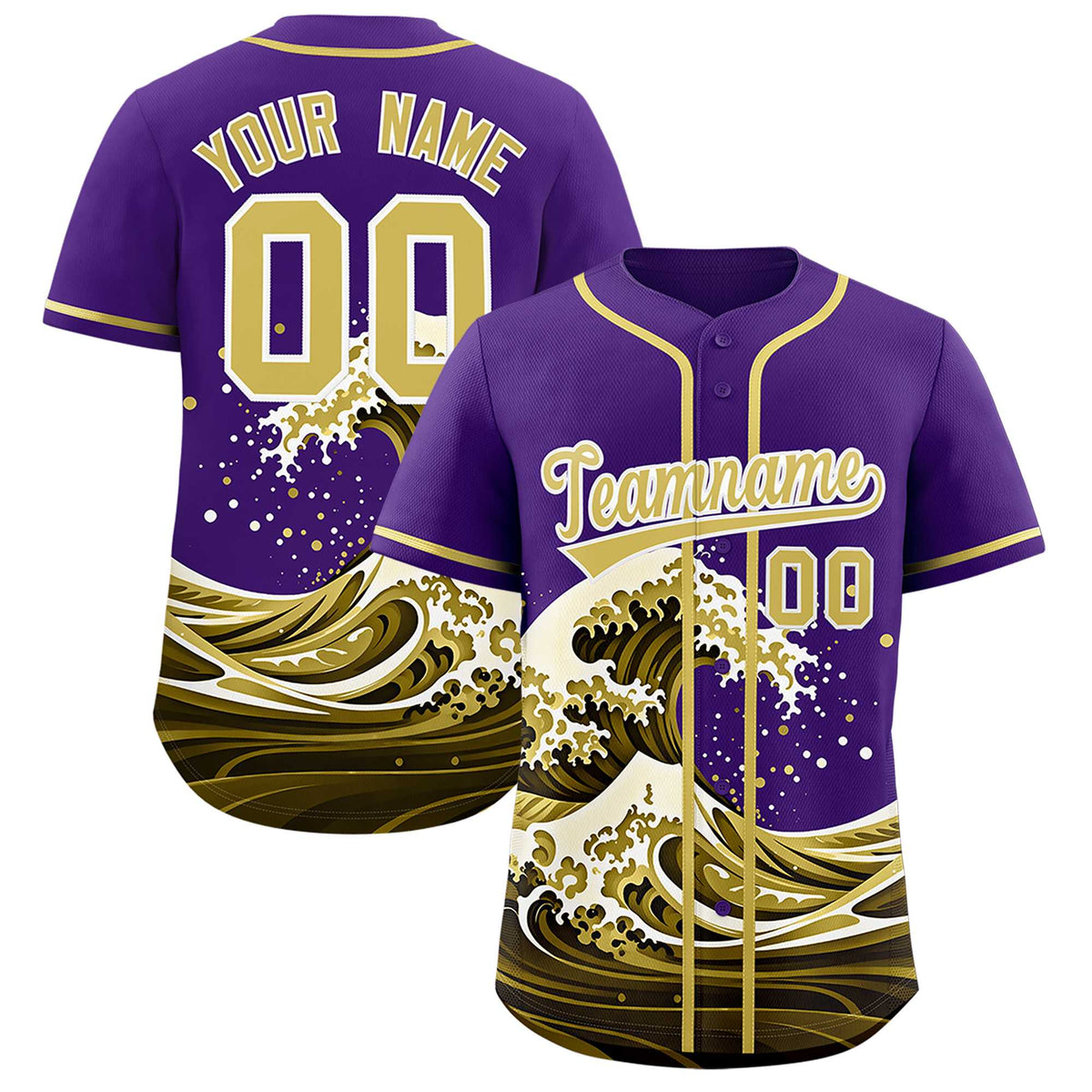 Custom Purple Wave Graffiti Pattern Authentic Baseball Jersey| KXKSHOP