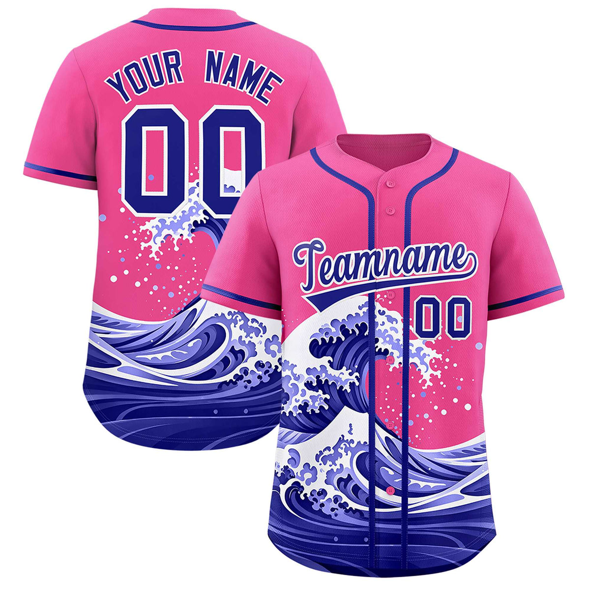 Custom Pink Wave Graffiti Pattern Authentic Baseball Jersey| KXKSHOP