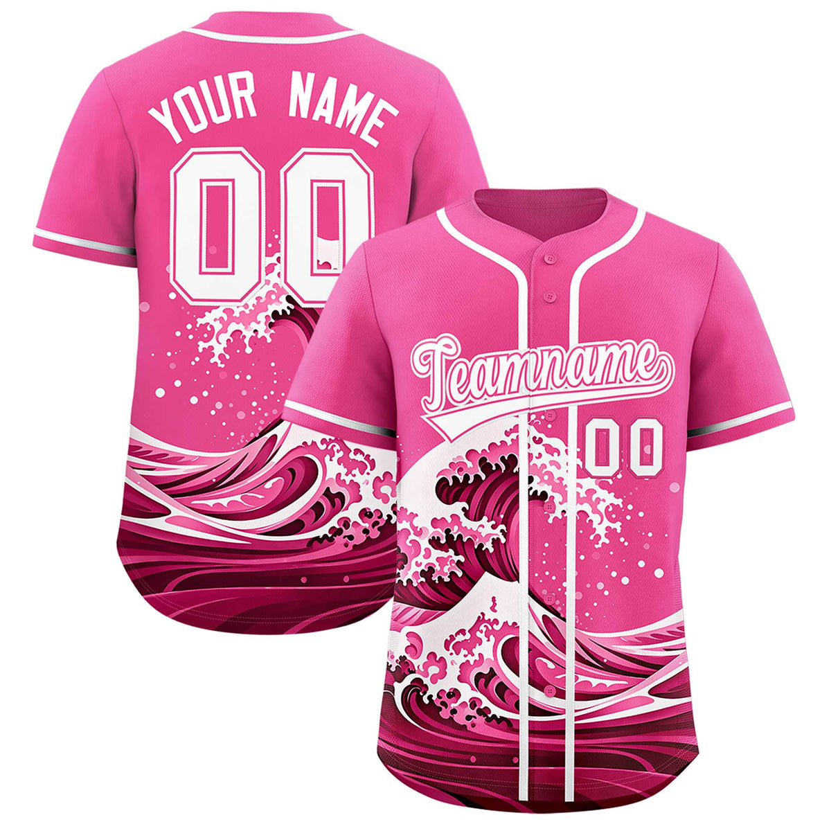 Custom Pink Wave Graffiti Pattern Authentic Baseball Jersey| KXKSHOP