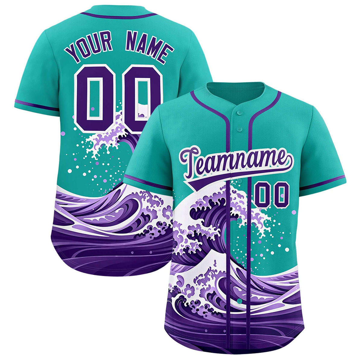 Custom Aqua Wave Graffiti Pattern Authentic Baseball Jersey| KXKSHOP