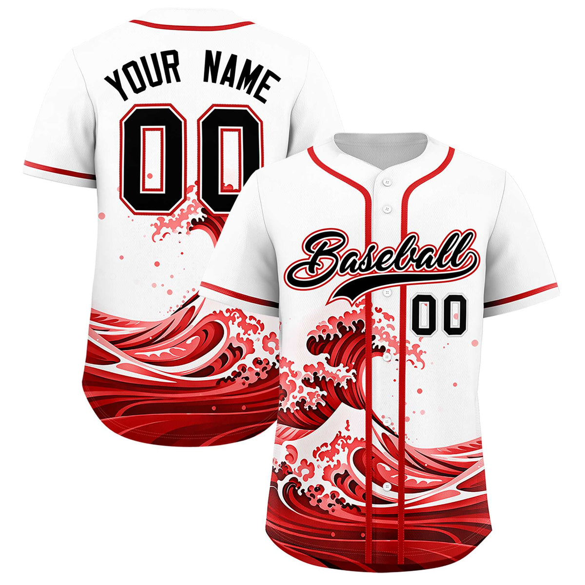 Custom White Wave Graffiti Pattern Authentic Baseball Jersey| KXKSHOP