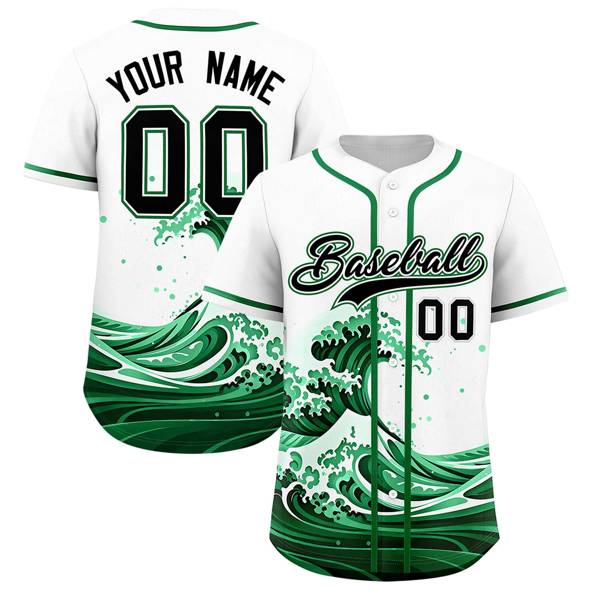 Custom White Wave Graffiti Pattern Authentic Baseball Jersey| KXKSHOP