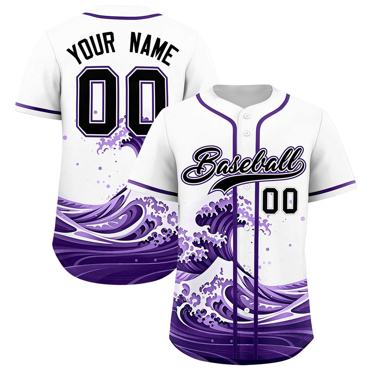 Custom White Wave Graffiti Pattern Authentic Baseball Jersey| KXKSHOP