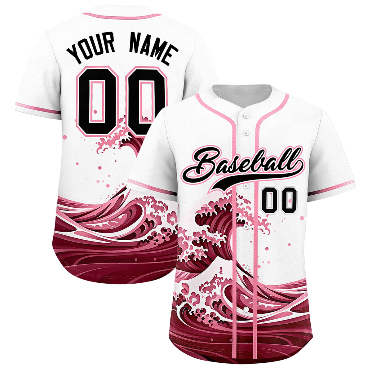 Custom White Wave Graffiti Pattern Authentic Baseball Jersey| KXKSHOP