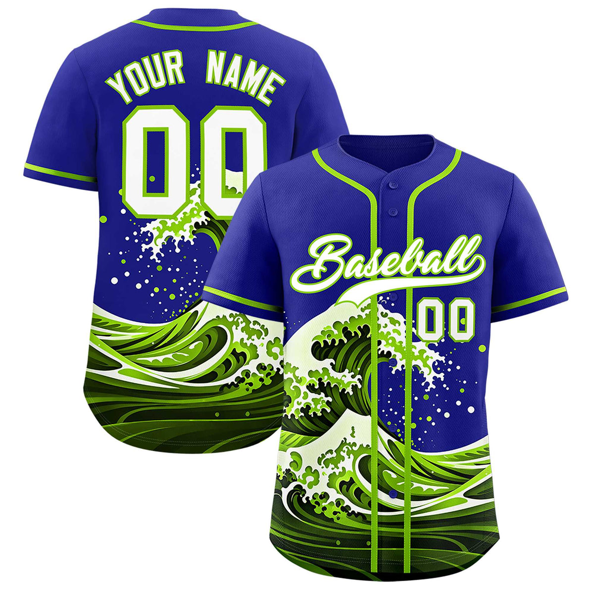 Custom Royal Wave Graffiti Pattern Authentic Baseball Jersey| KXKSHOP