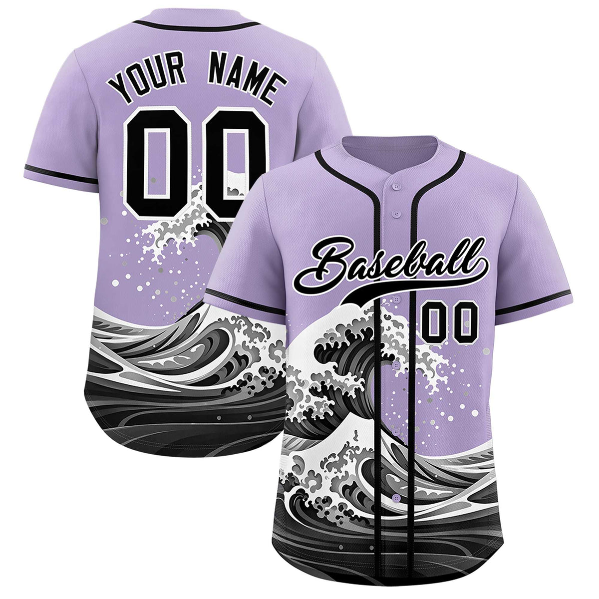 Custom Light Purple Wave Graffiti Pattern Authentic Baseball Jersey| KXKSHOP