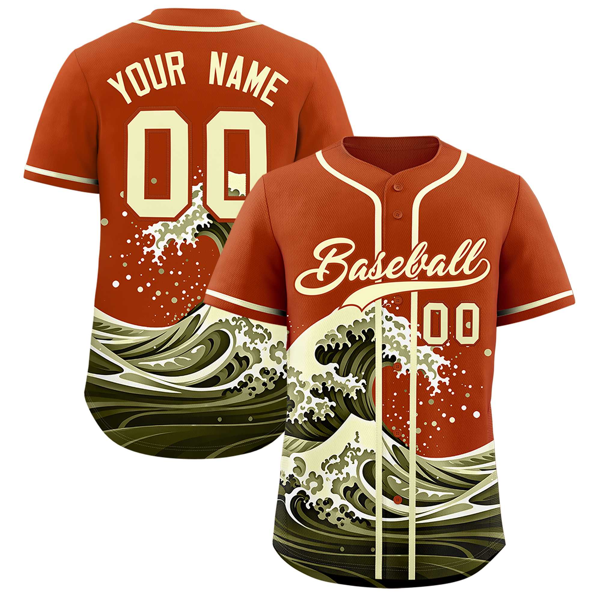 Custom Texas Orange Wave Graffiti Pattern Authentic Baseball Jersey| KXKSHOP