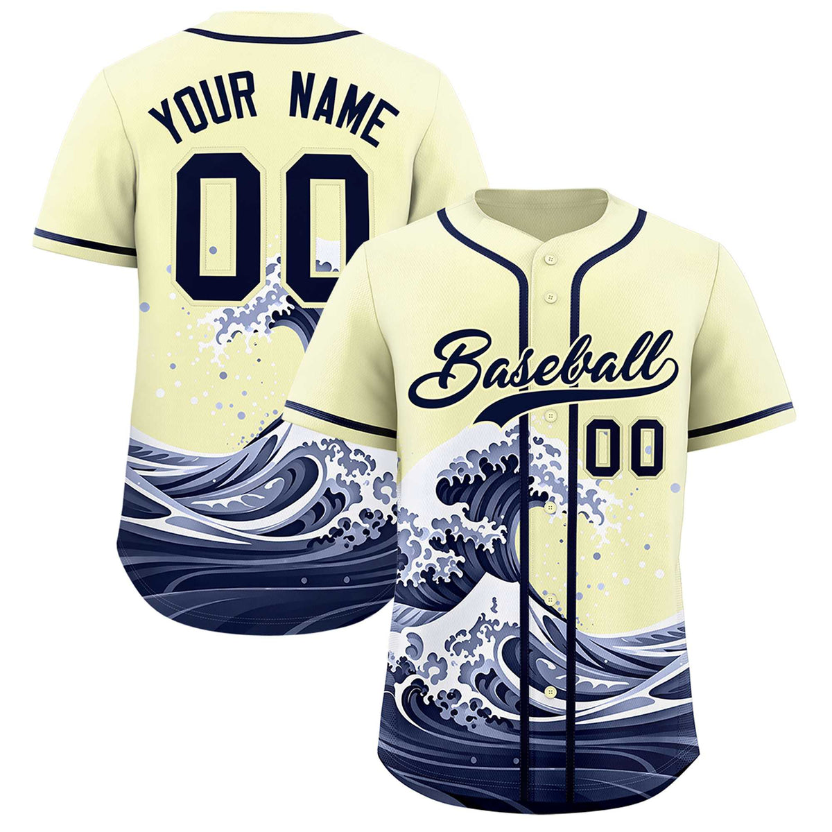 Custom Cream Wave Graffiti Pattern Authentic Baseball Jersey| KXKSHOP
