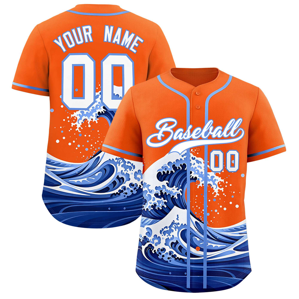 Custom Orange Wave Graffiti Pattern Authentic Baseball Jersey| KXKSHOP