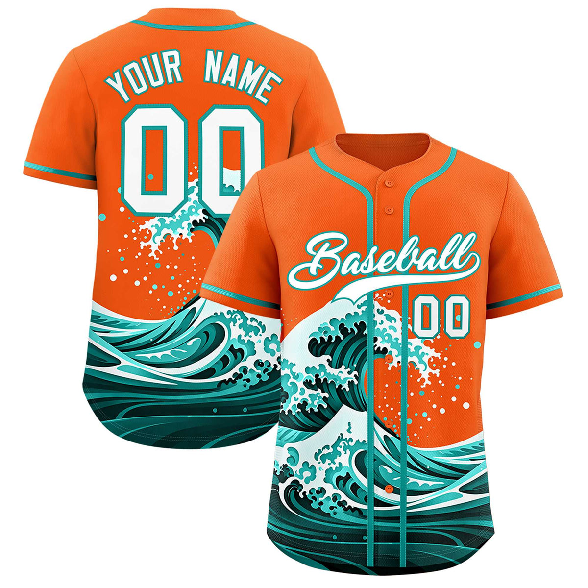 Custom Orange Wave Graffiti Pattern Authentic Baseball Jersey| KXKSHOP