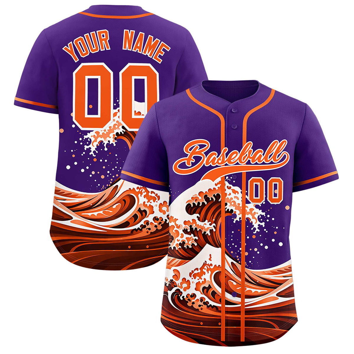 Custom Purple Wave Graffiti Pattern Authentic Baseball Jersey| KXKSHOP
