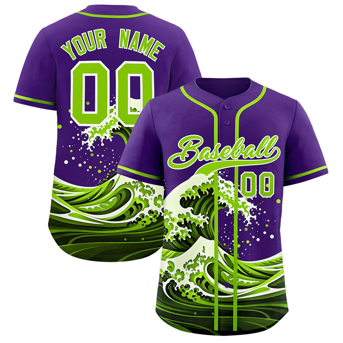 Custom Purple Wave Graffiti Pattern Authentic Baseball Jersey| KXKSHOP