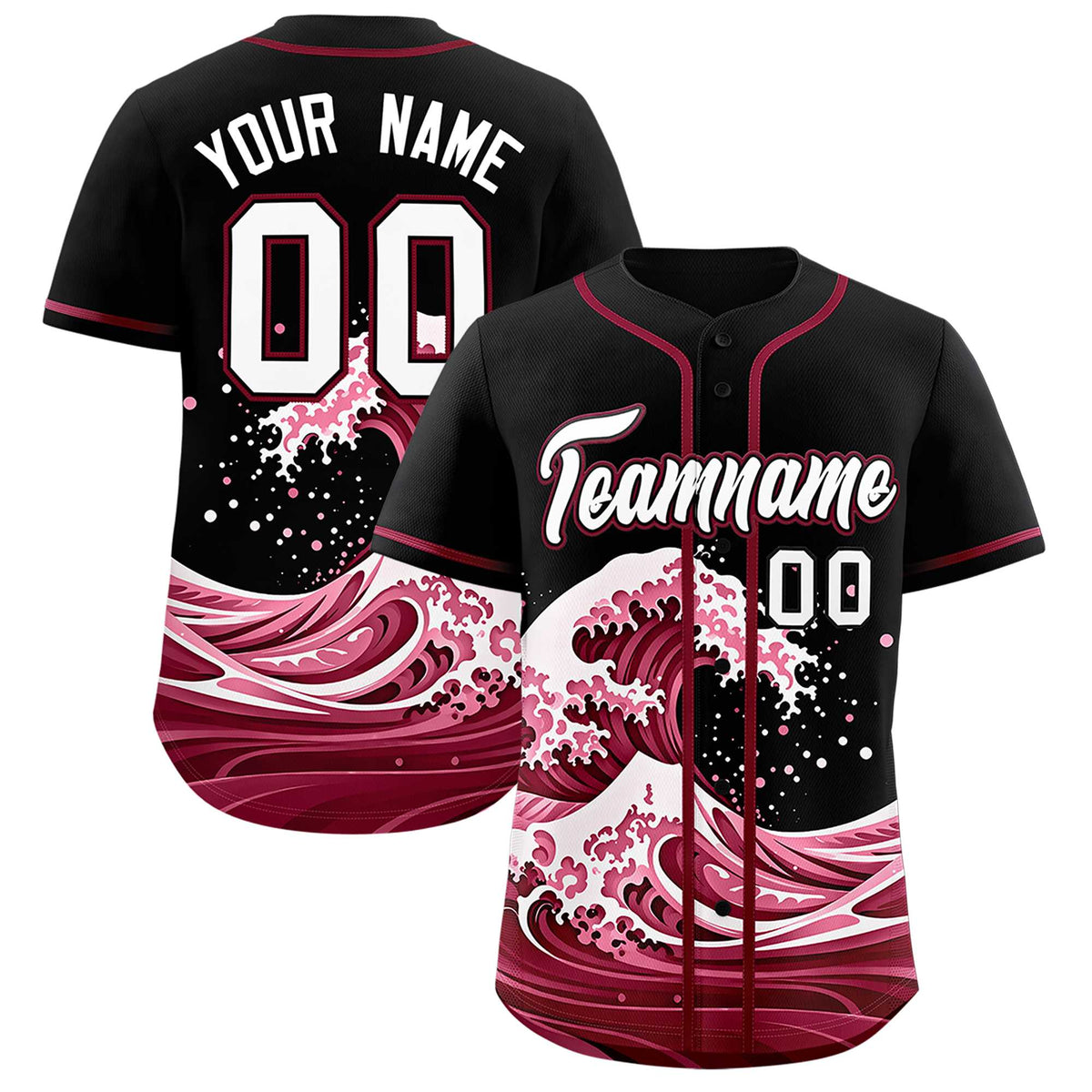 Custom Black Wave Graffiti Pattern Authentic Baseball Jersey| KXKSHOP