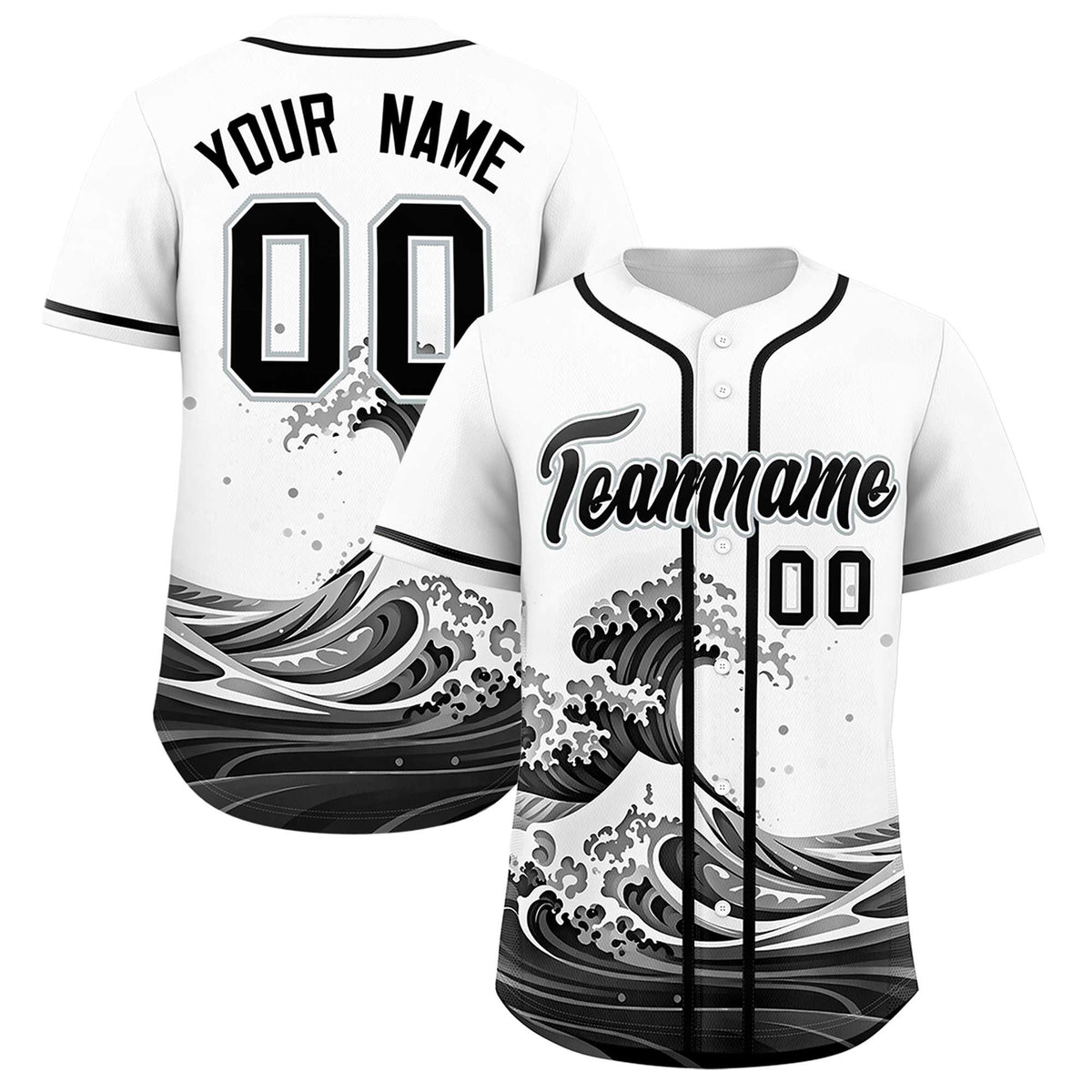 Custom White Wave Graffiti Pattern Authentic Baseball Jersey| KXKSHOP