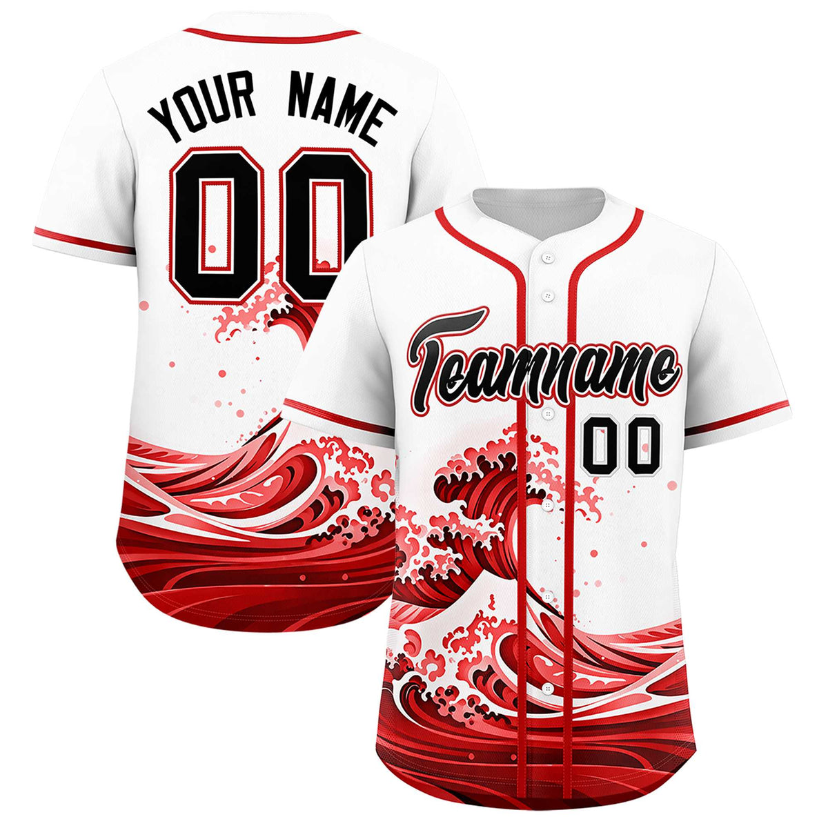 Custom White Wave Graffiti Pattern Authentic Baseball Jersey| KXKSHOP