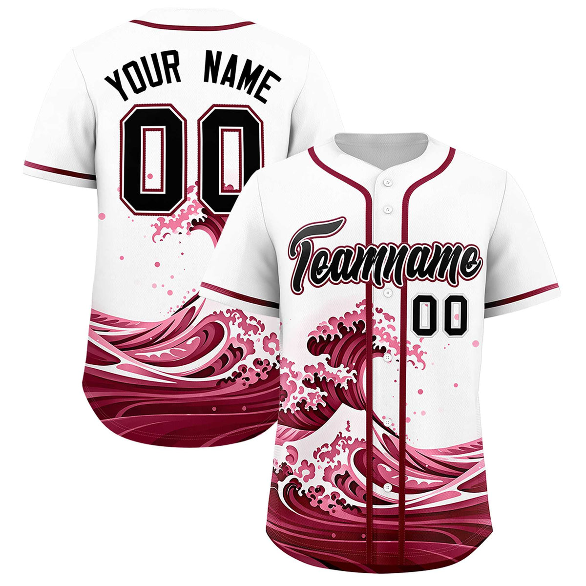 Custom White Wave Graffiti Pattern Authentic Baseball Jersey| KXKSHOP
