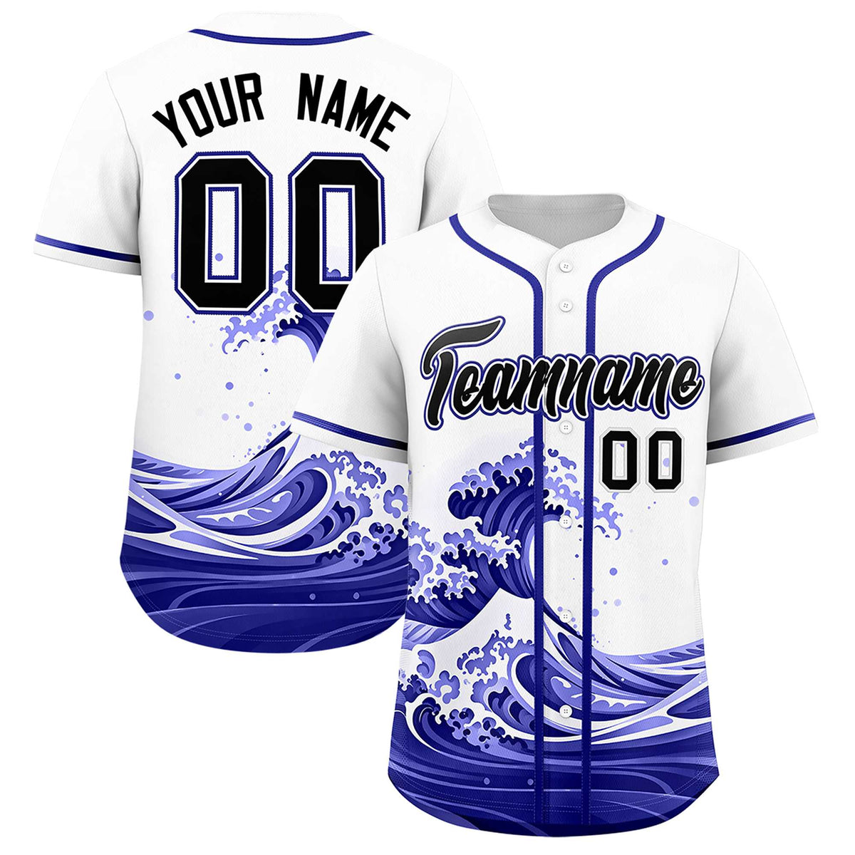 Custom White Wave Graffiti Pattern Authentic Baseball Jersey| KXKSHOP