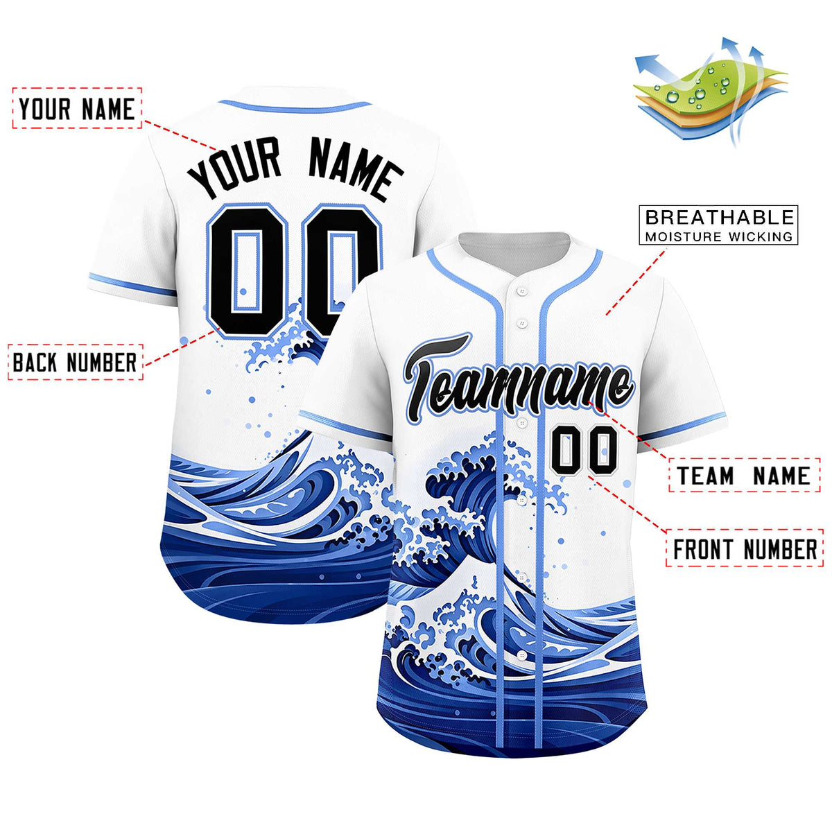 Custom White Wave Graffiti Pattern Authentic Baseball Jersey| KXKSHOP