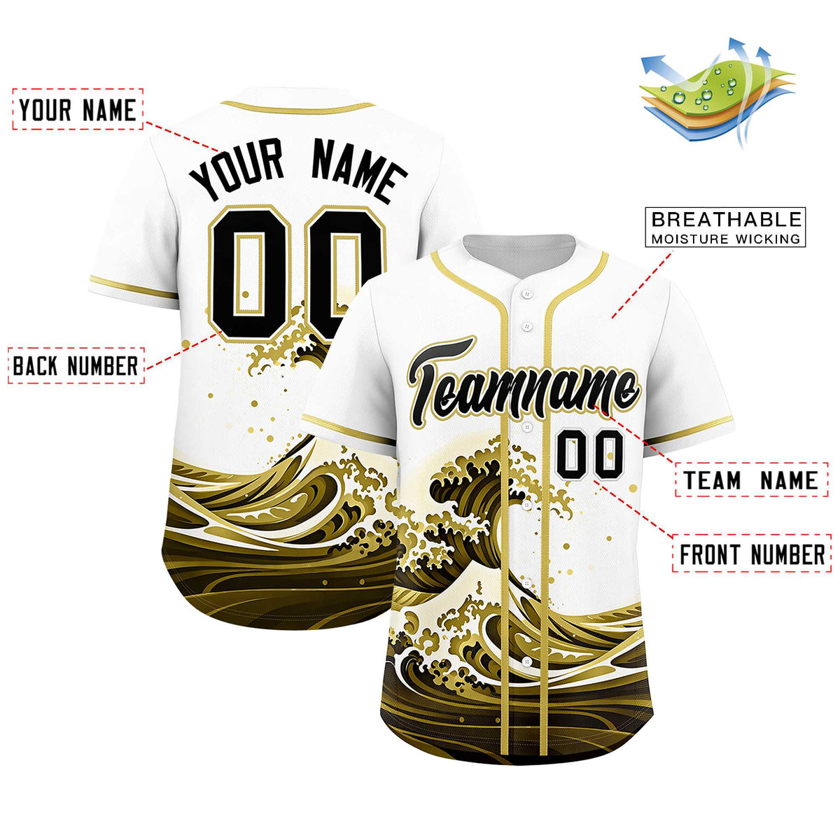 Custom White Wave Graffiti Pattern Authentic Baseball Jersey| KXKSHOP