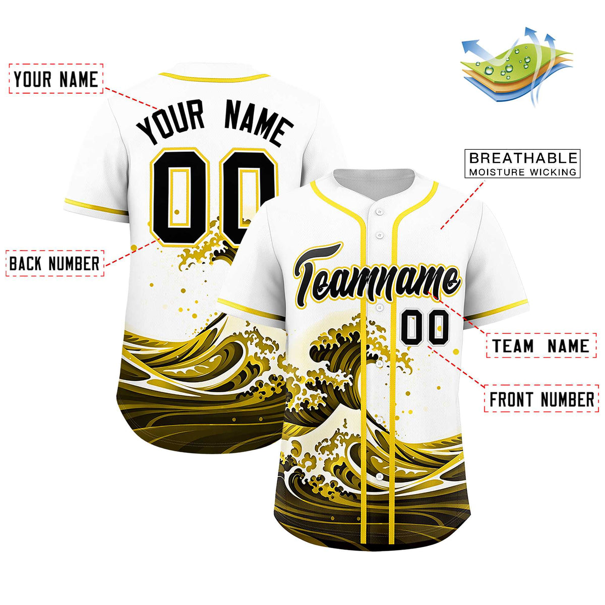 Custom White Wave Graffiti Pattern Authentic Baseball Jersey| KXKSHOP