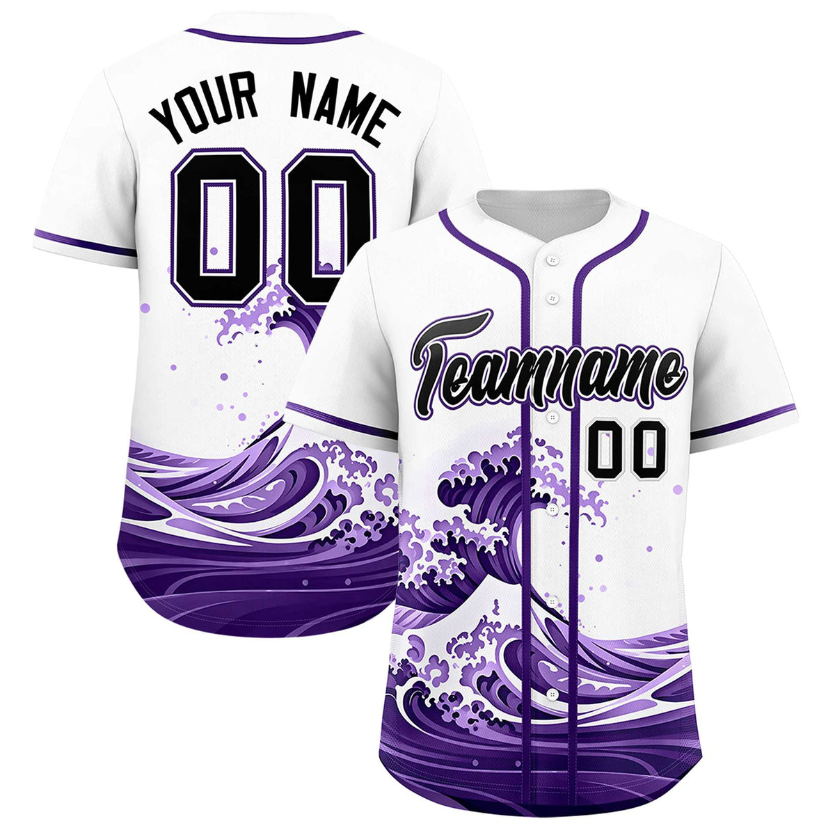 Custom White Wave Graffiti Pattern Authentic Baseball Jersey| KXKSHOP