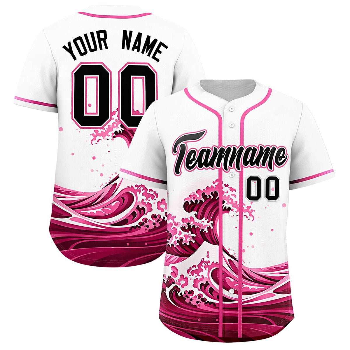 Custom White Wave Graffiti Pattern Authentic Baseball Jersey| KXKSHOP