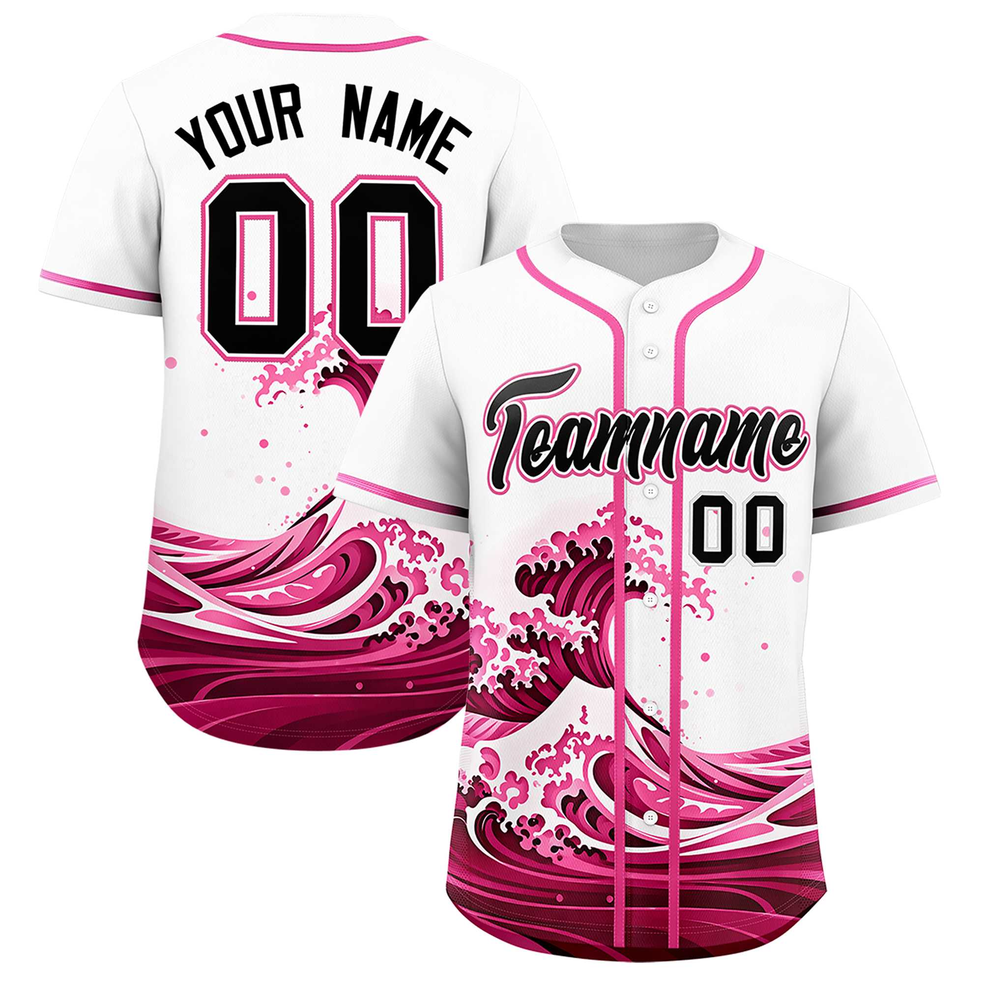 Custom White Wave Graffiti Pattern Authentic Baseball Jersey| KXKSHOP