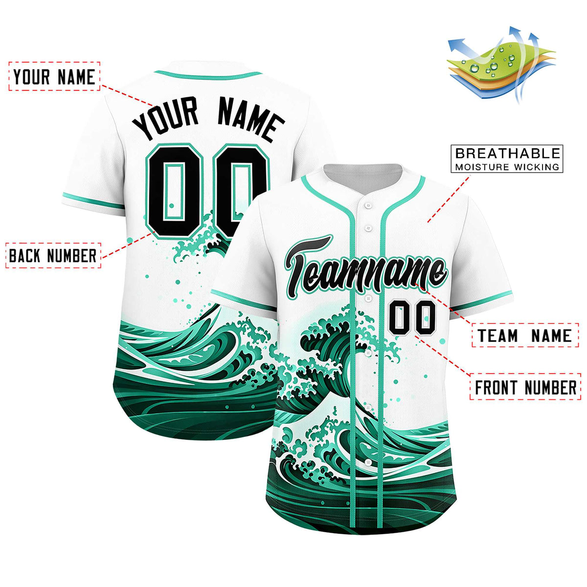 Custom White Wave Graffiti Pattern Authentic Baseball Jersey| KXKSHOP