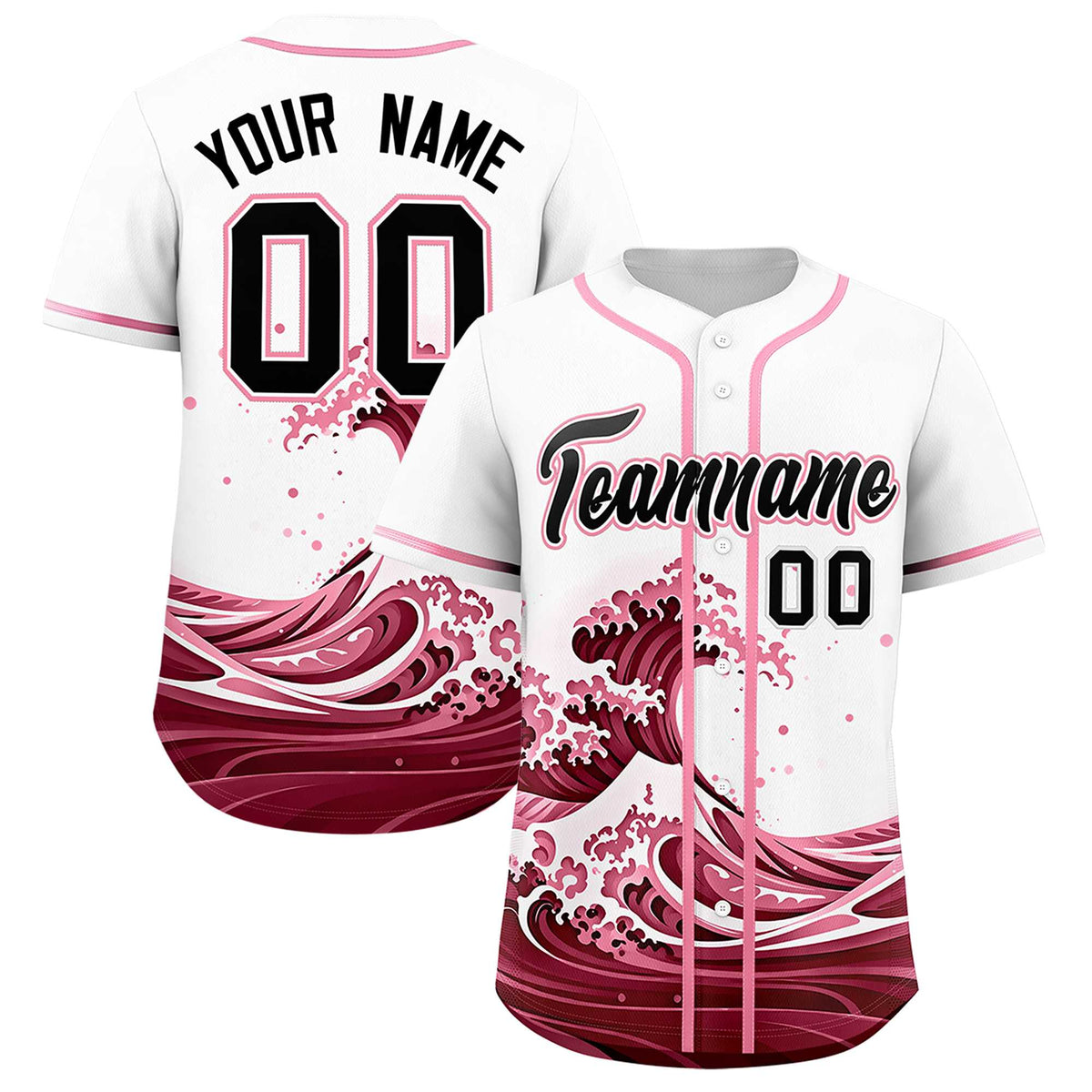 Custom White Wave Graffiti Pattern Authentic Baseball Jersey| KXKSHOP