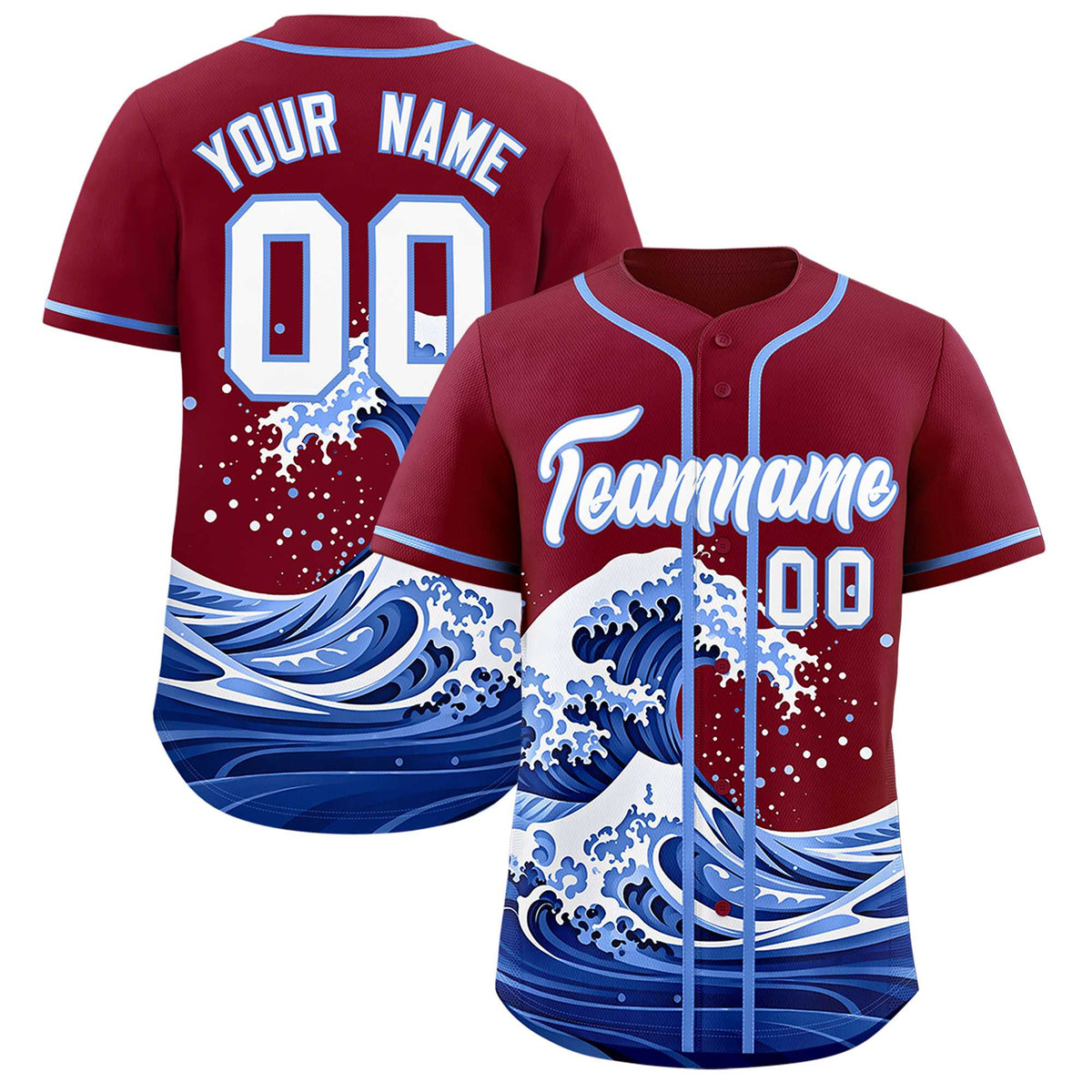 Custom Crimson Wave Graffiti Pattern Authentic Baseball Jersey| KXKSHOP