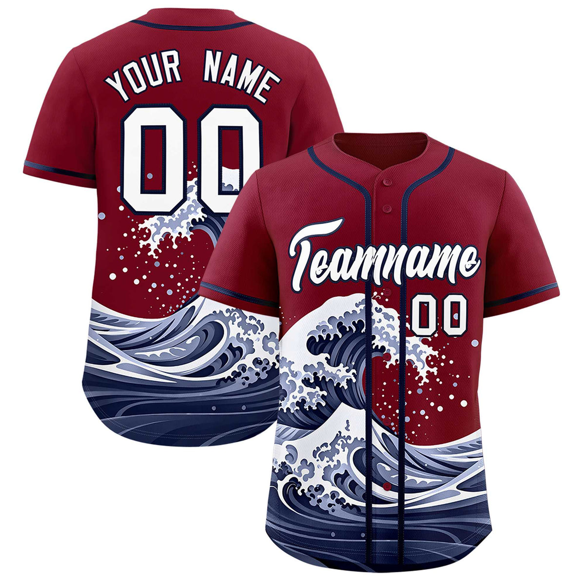 Custom Crimson Wave Graffiti Pattern Authentic Baseball Jersey| KXKSHOP