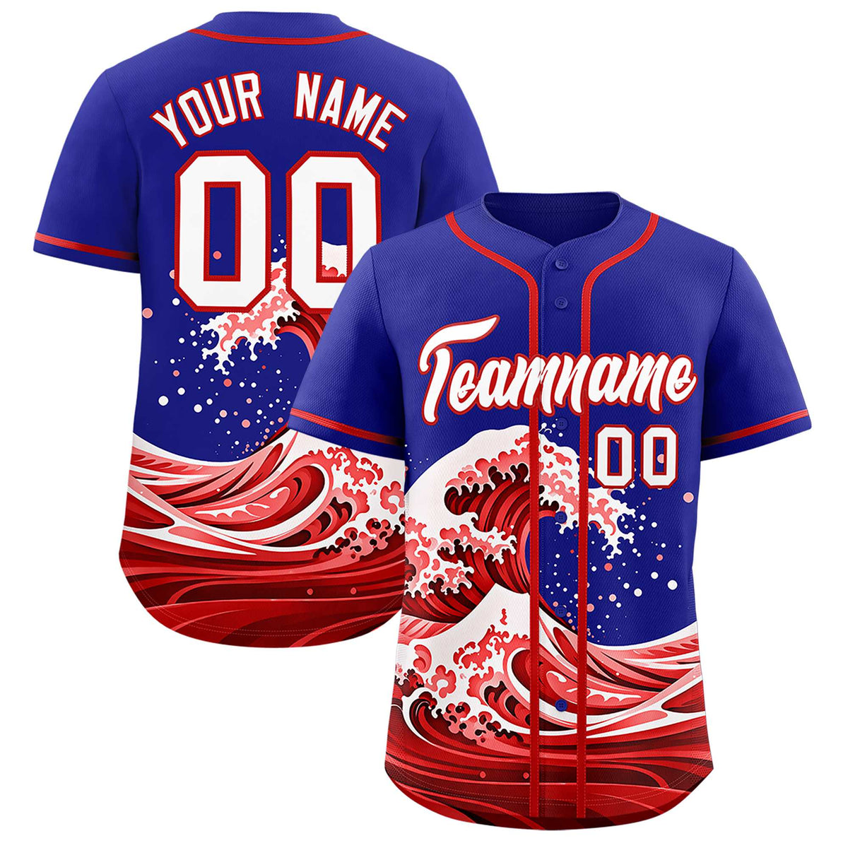 Custom Royal Wave Graffiti Pattern Authentic Baseball Jersey| KXKSHOP
