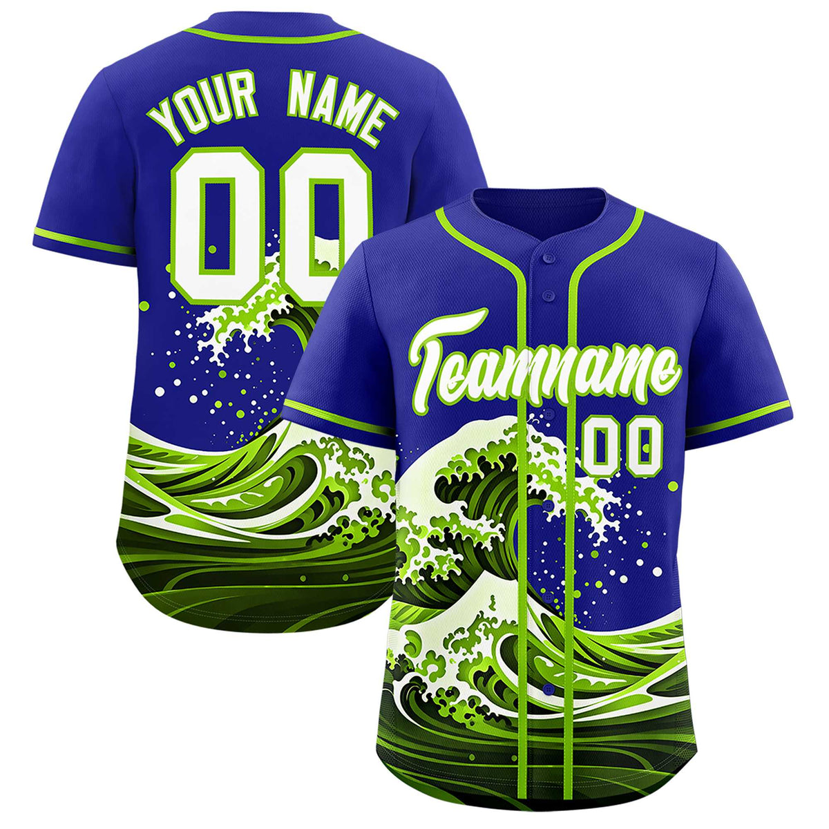 Custom Royal Wave Graffiti Pattern Authentic Baseball Jersey| KXKSHOP
