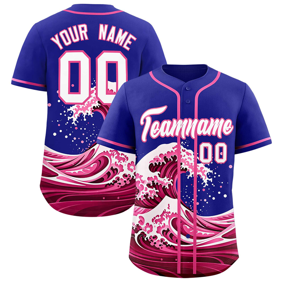 Custom Royal Wave Graffiti Pattern Authentic Baseball Jersey| KXKSHOP