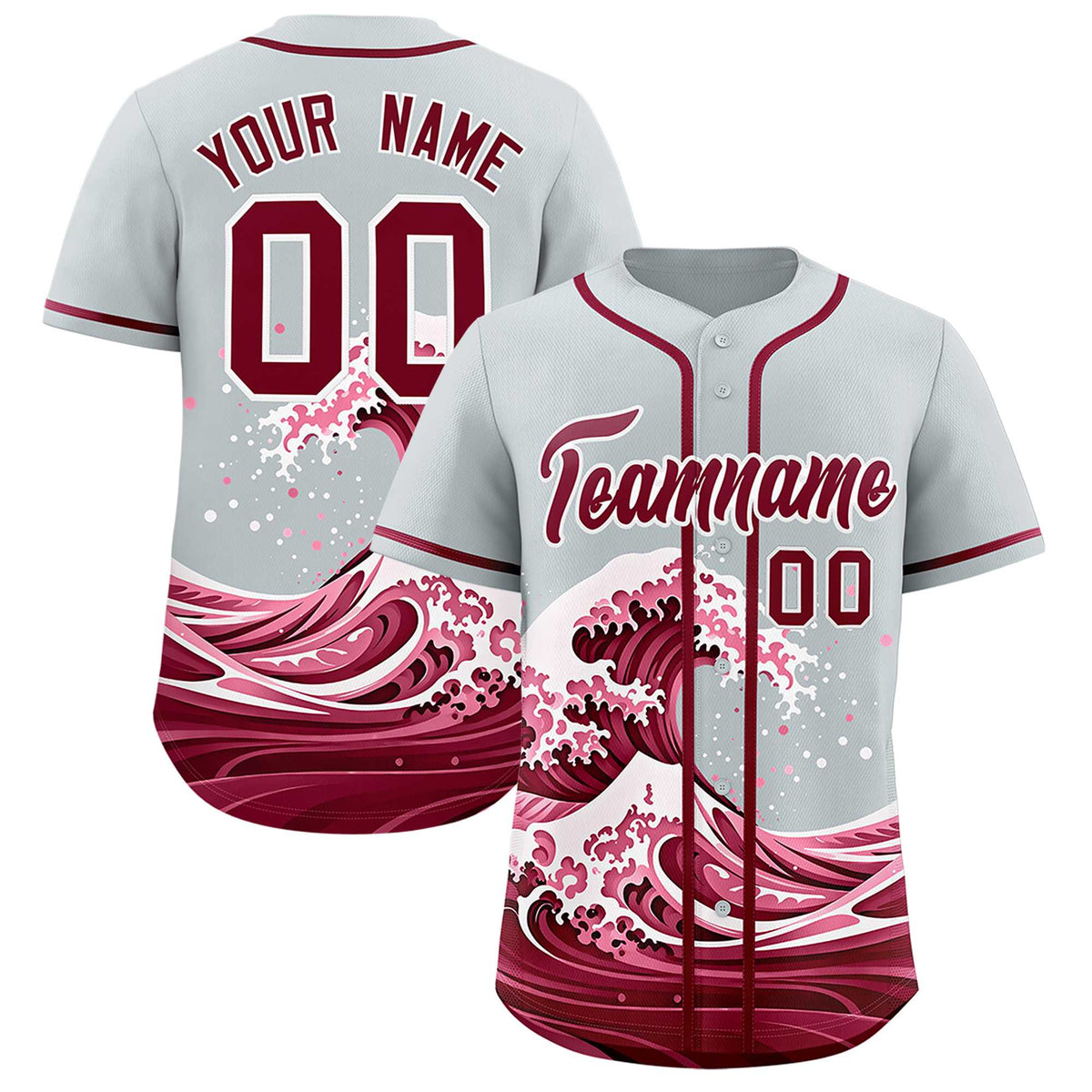 Custom Silver Wave Graffiti Pattern Authentic Baseball Jersey| KXKSHOP