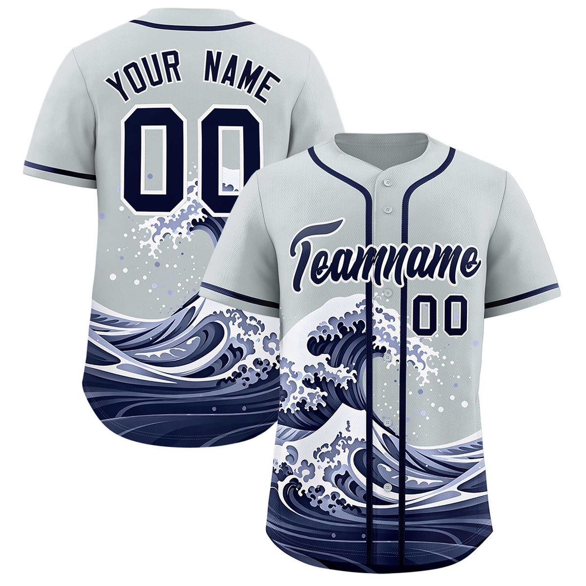 Custom Silver Wave Graffiti Pattern Authentic Baseball Jersey| KXKSHOP