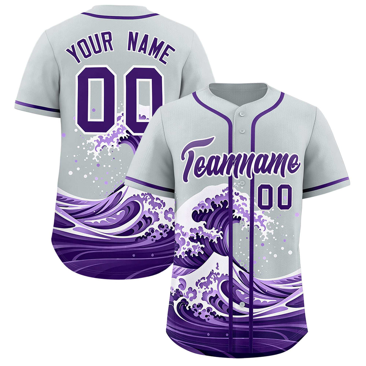 Custom Silver Wave Graffiti Pattern Authentic Baseball Jersey| KXKSHOP