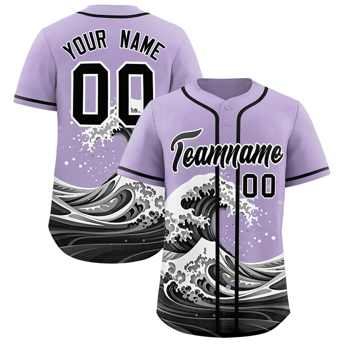 Custom Light Purple Wave Graffiti Pattern Authentic Baseball Jersey| KXKSHOP